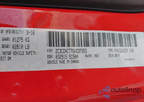 2016 Dodge Charger R/T from USA, damaged, VIN 2C3CDXCT7GH237353